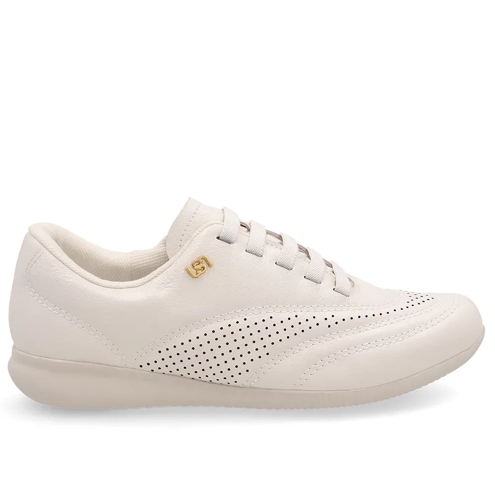 Tênis Em Couro Branco Com Detalhes Perfurados — imagem 1