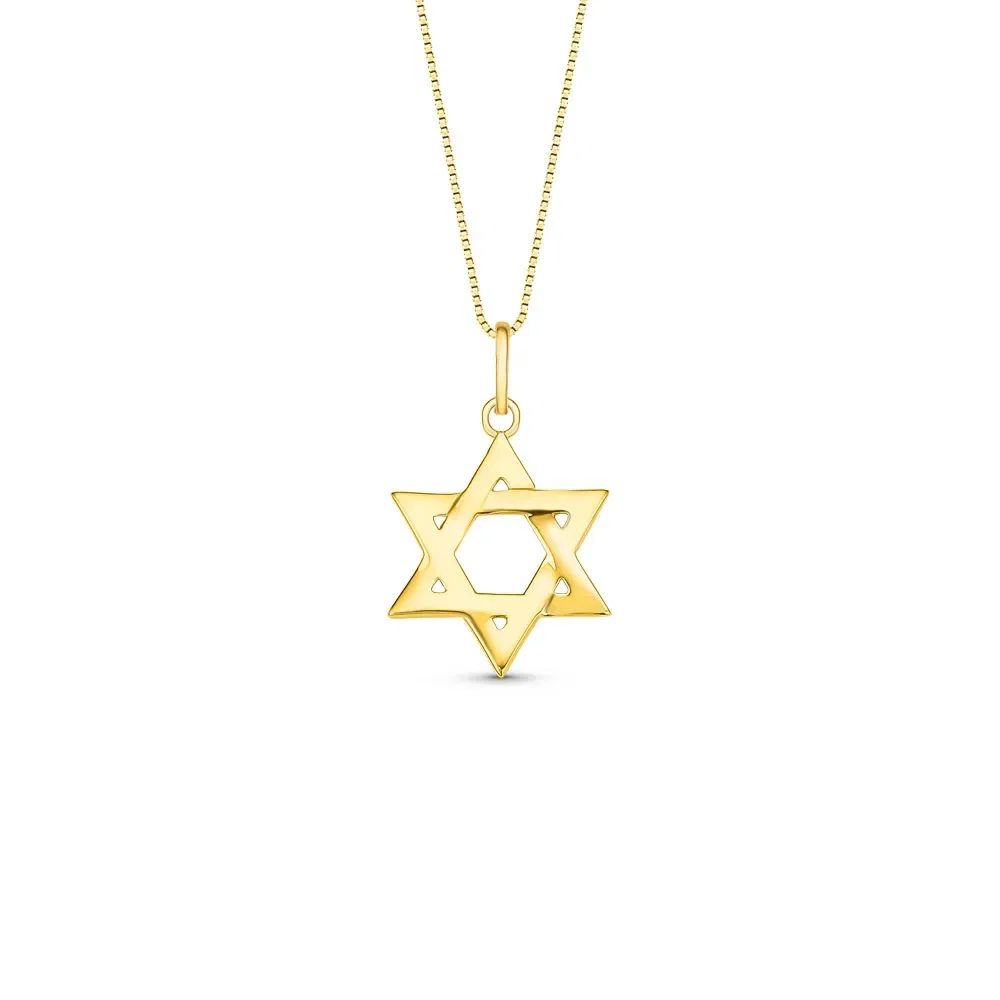 Pingente Medalha Estrela de Davi em Ouro Amarelo 18k, 21mm — imagem 1