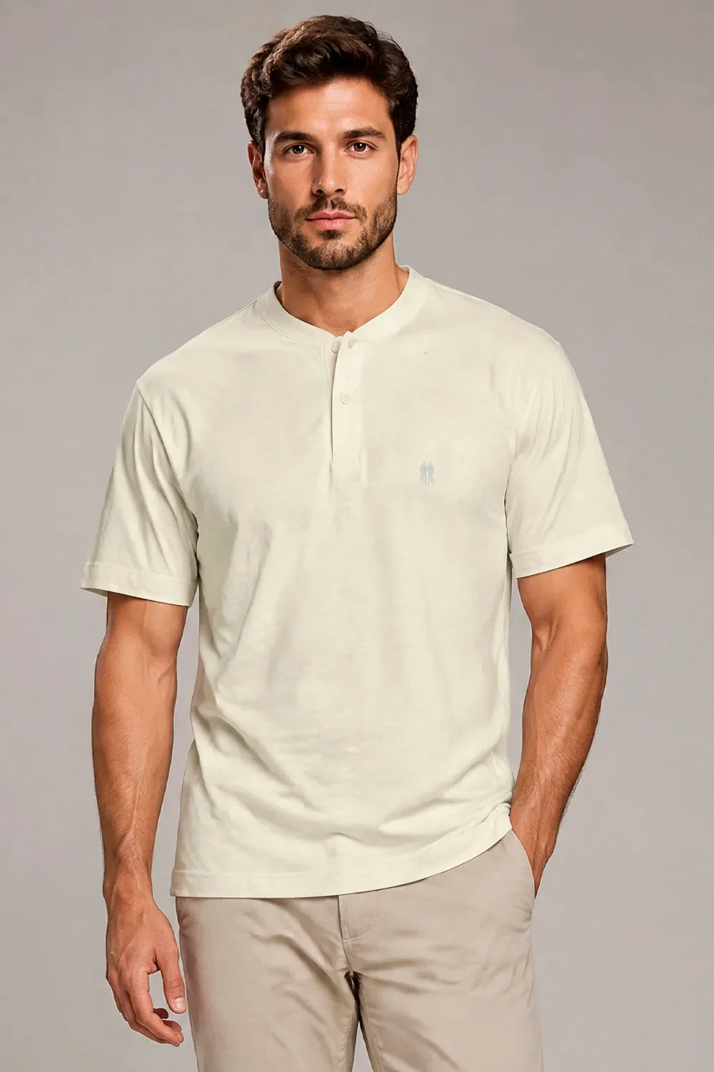 Polo Masculina Gola Portuguesa Polo Wear Bege Médio