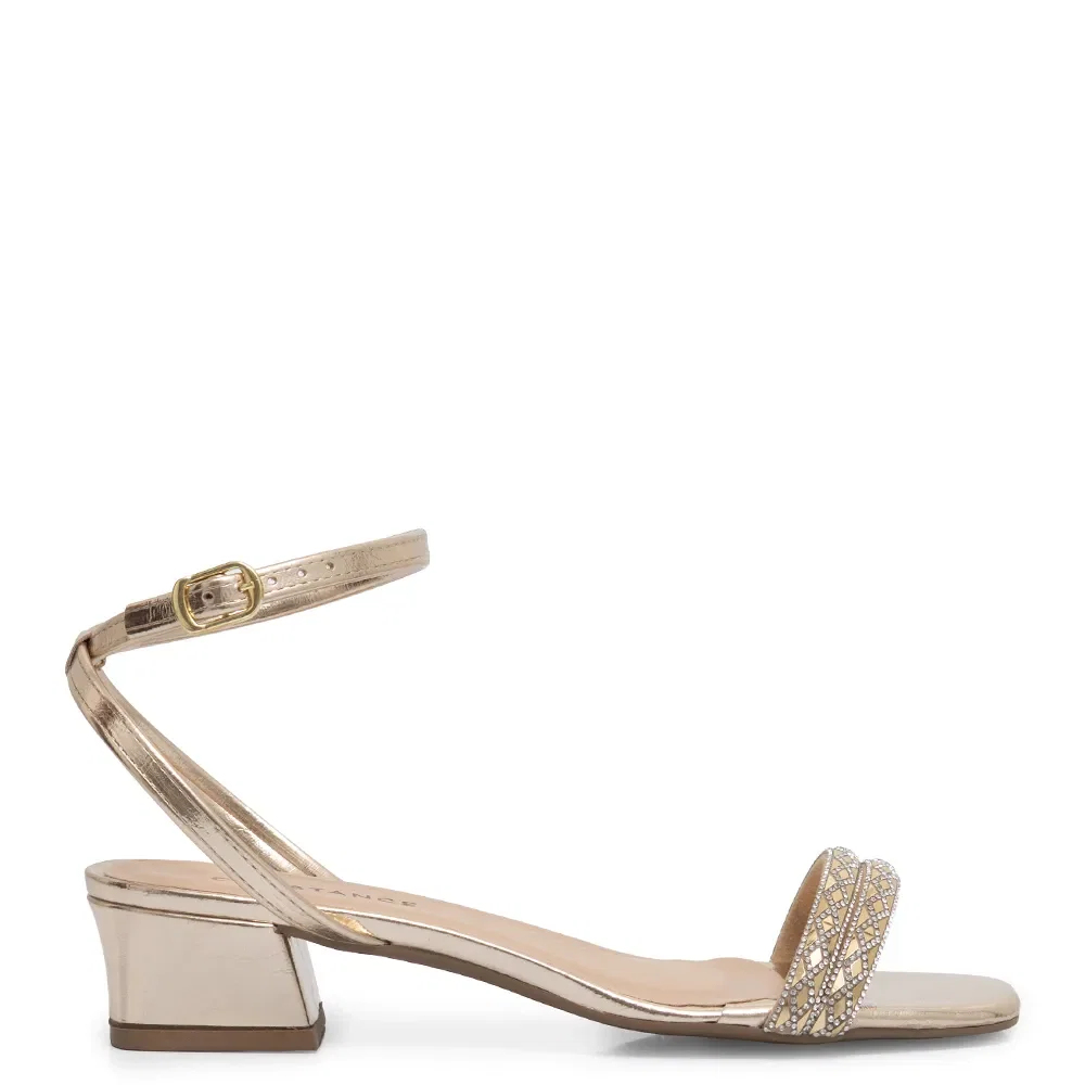 Sandália Dourada Tiras Strass — imagem 1