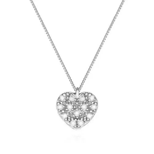 Pingente Mama Coração em Ouro Branco 18k com Diamantes, 7mm
