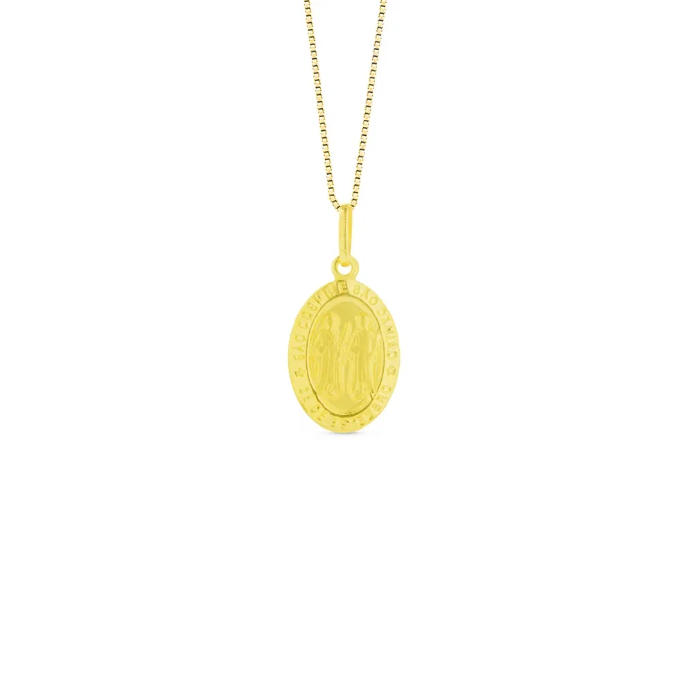 Pingente Medalha Cosme e Damiao em Ouro Amarelo 18k