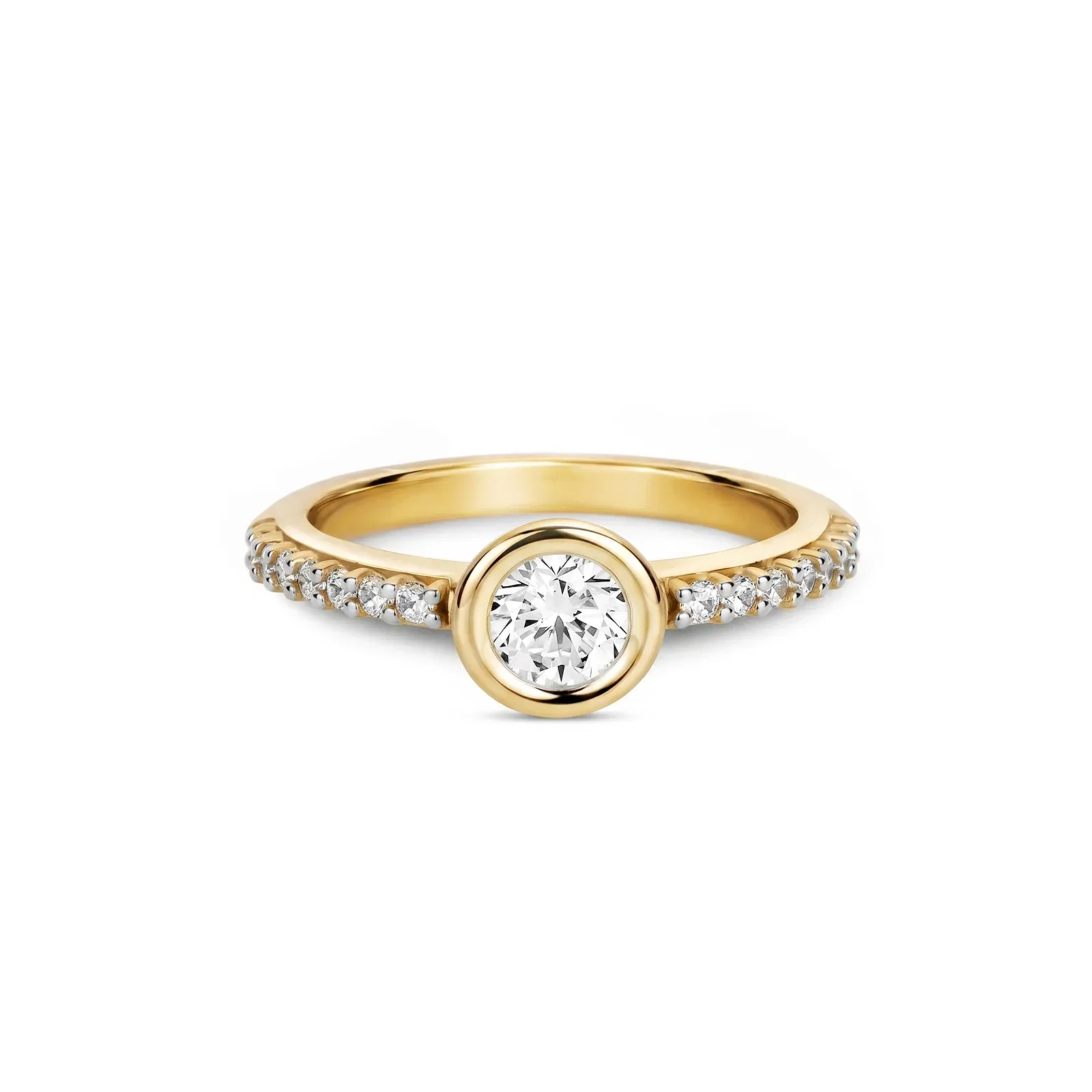 Anel Life Lunar em Prata 925 com Banho de Ouro Amarelo e Zircônia Incolor