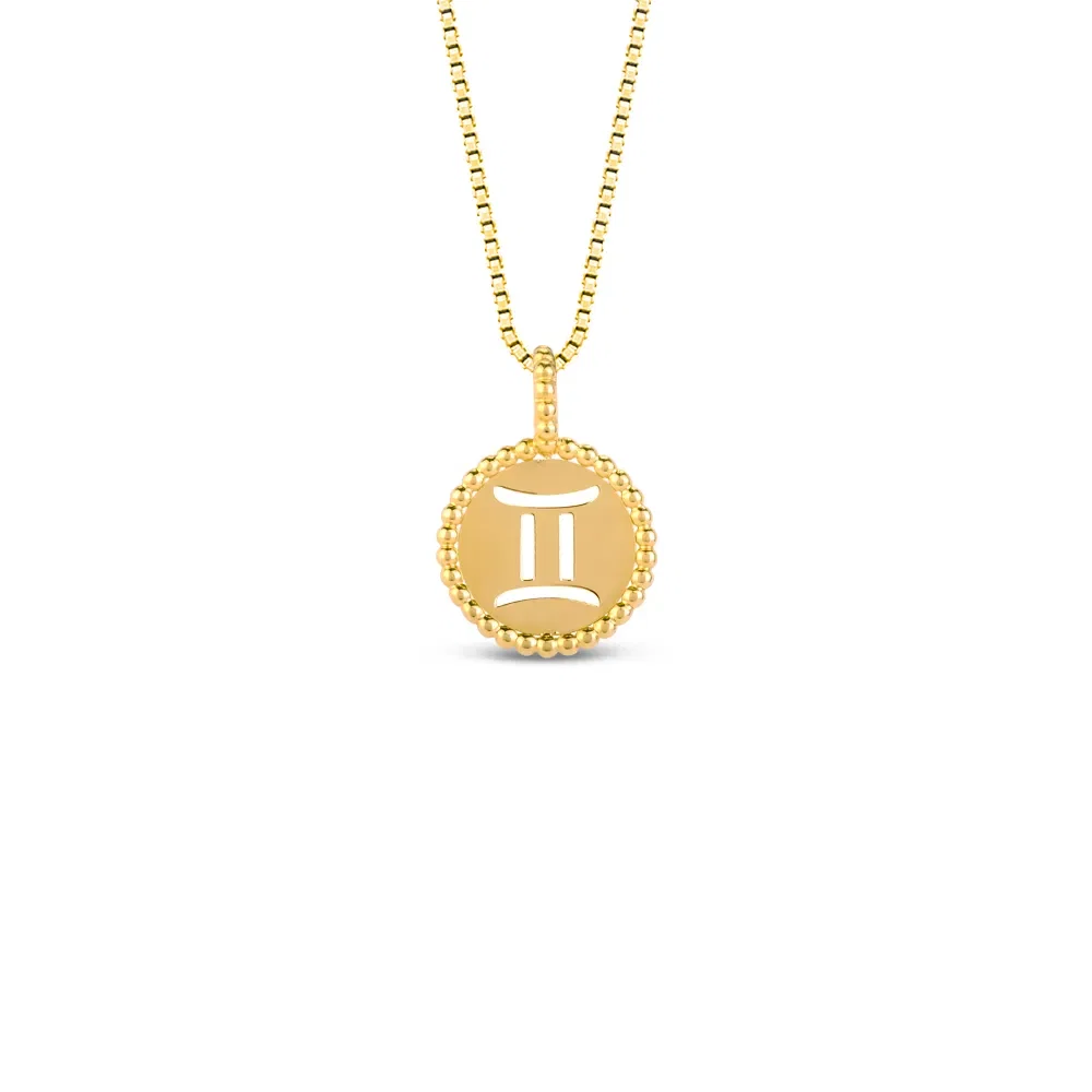 Pingente Signo Gêmeos em Ouro Amarelo 18k, 15mm — imagem 1