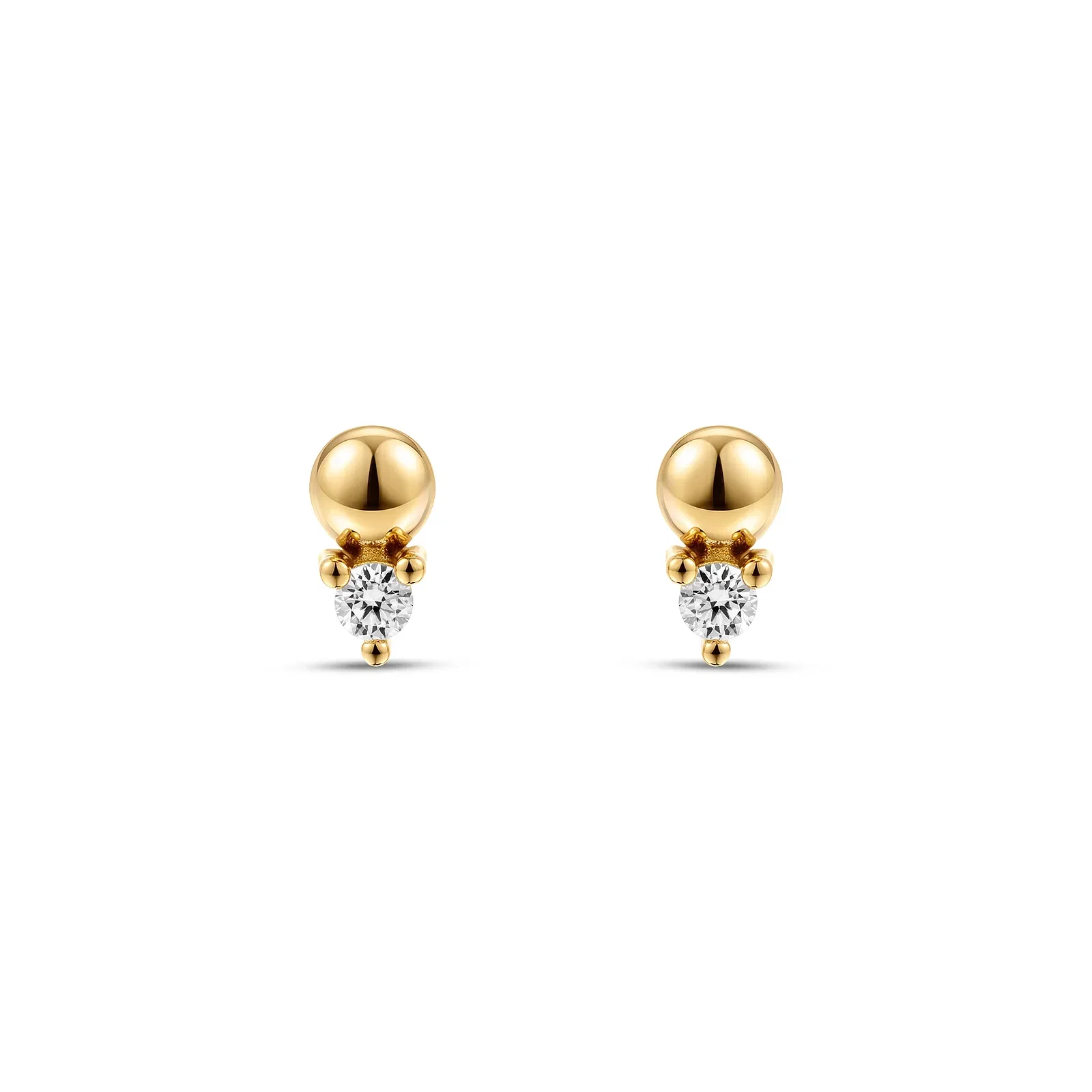 Brinco Life Petit em Prata 925 com Banho de Ouro Amarelo 18k e Zircônia Incolor — imagem 1