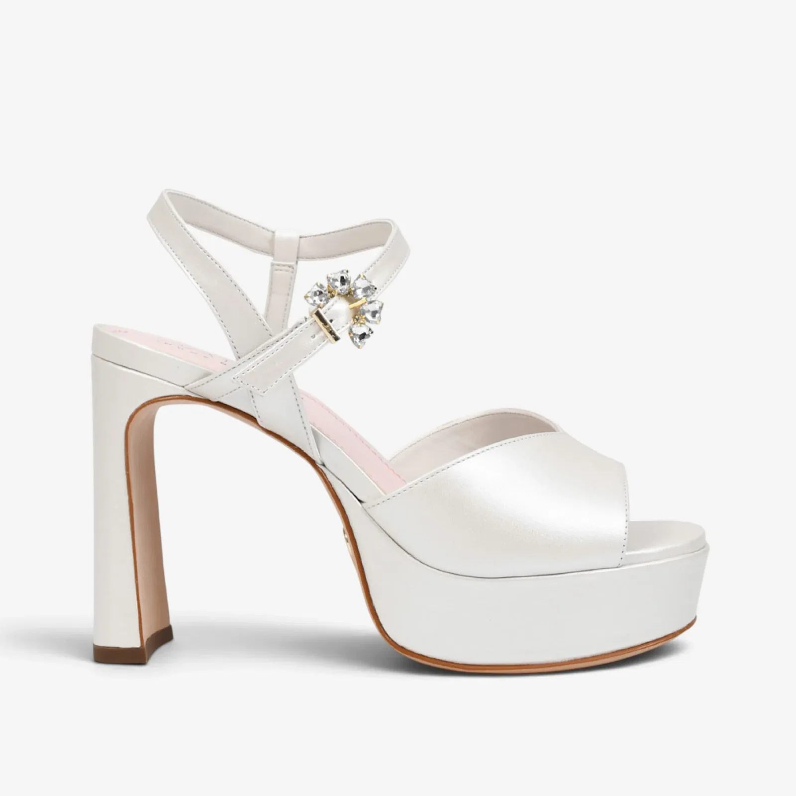 Sandália Plataforma Branco Say Yes Couro Acetinado — imagem 1