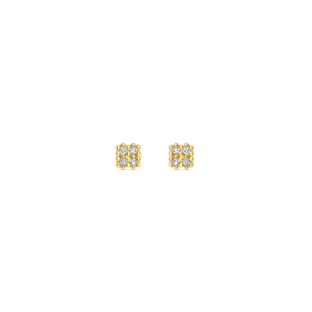 Brinco Baby Quadrado em Ouro Amarelo 18k com Diamantes — imagem 1