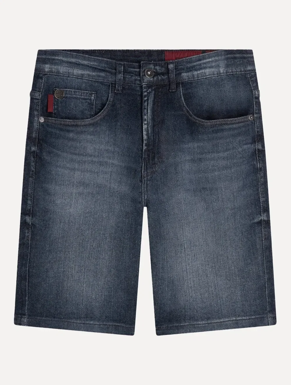 Bermuda Ellus Jeans Masculina Dark Indigo Elastic Long Azul