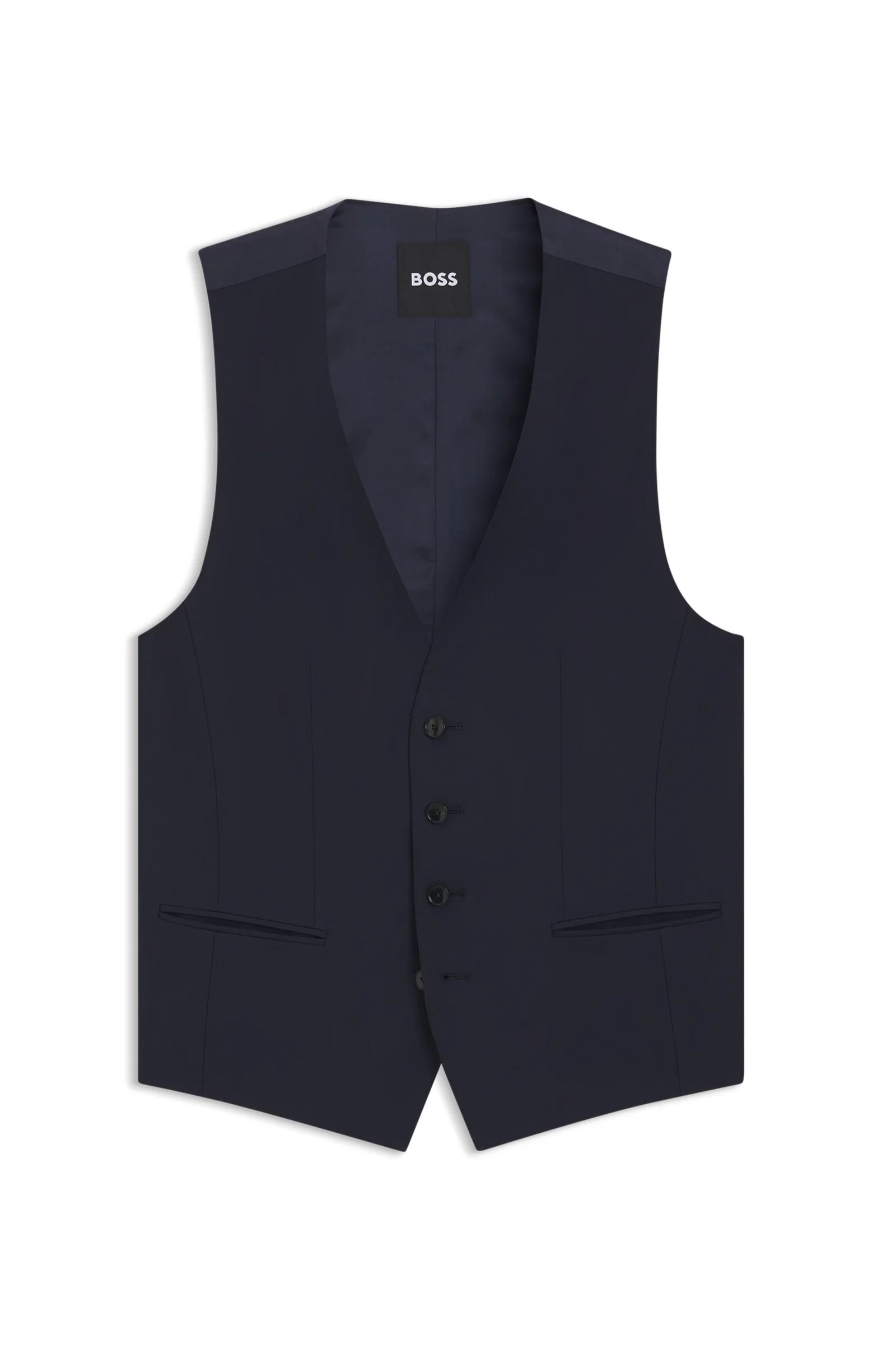 Colete Slim Fit Em Lã Virgem Stretch