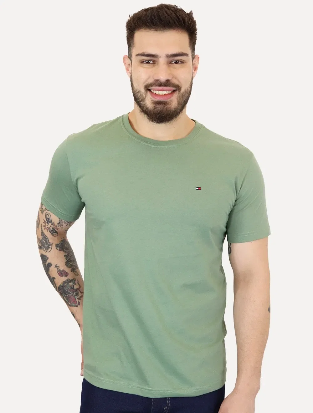 Camiseta Tommy Hilfiger Masculina Essential Cotton Verde — imagem 1