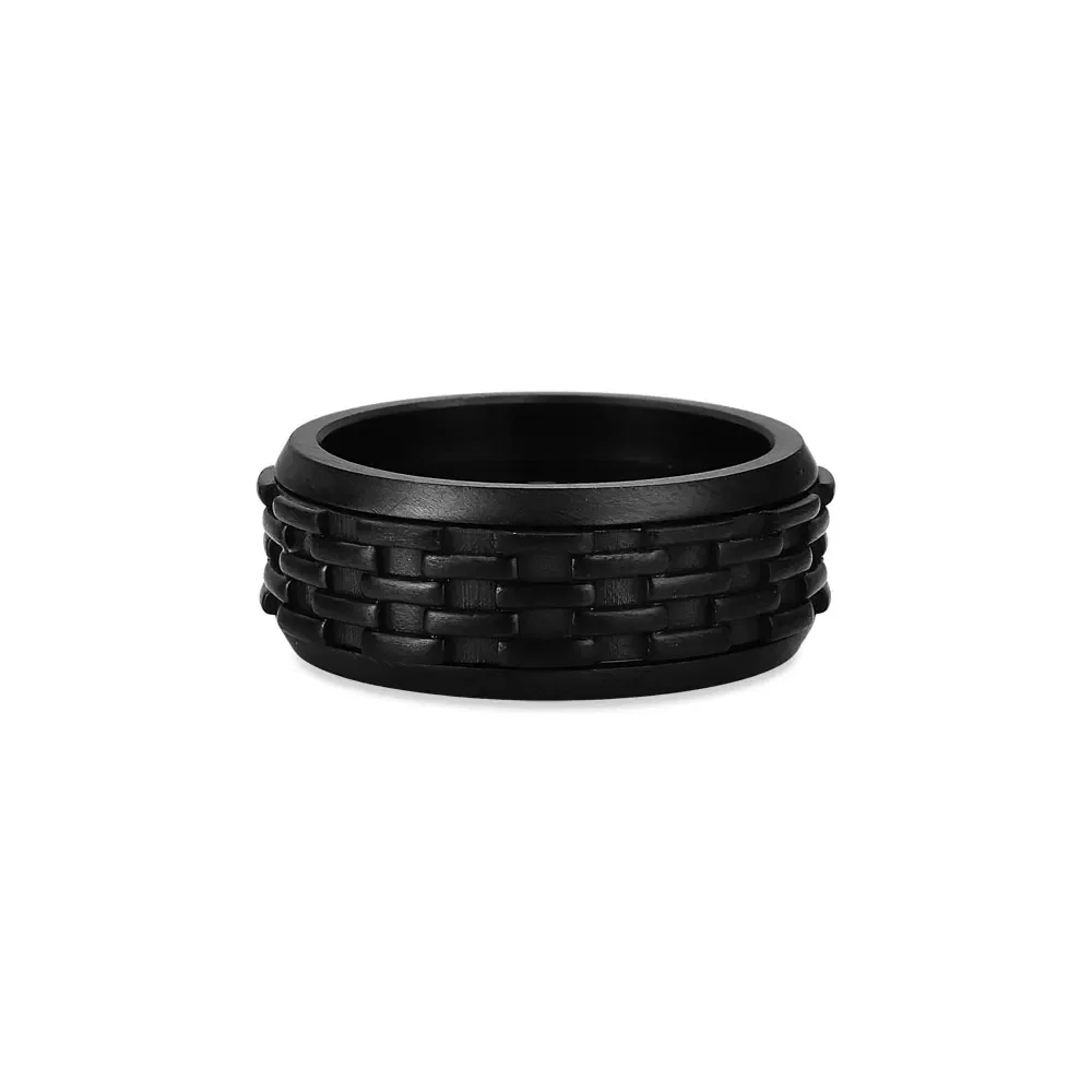 Anel Life Masculino Textura em Aço Preto