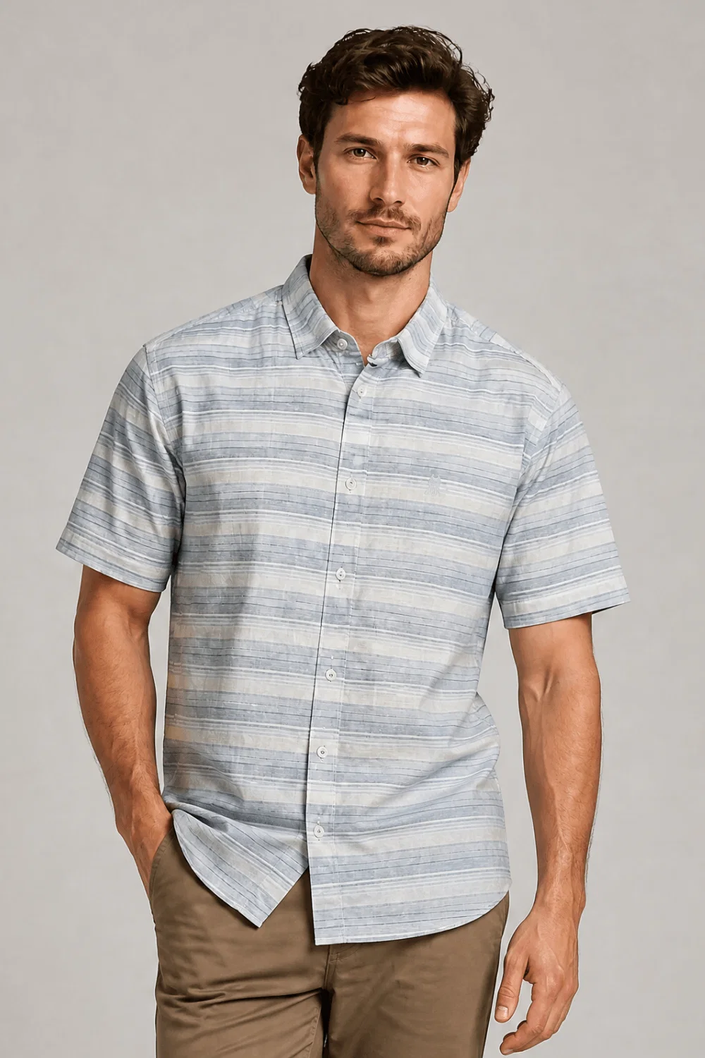 Camisa Masculina Listrada Cancun Polo Wear Azul Claro