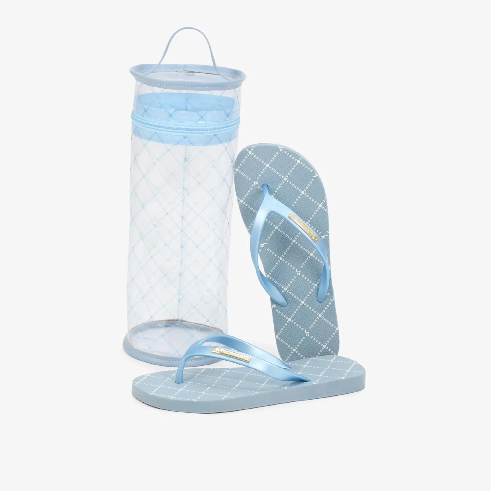Kit Flat E Necessaire Azul Hortênsia Monograma Jb — imagem 1