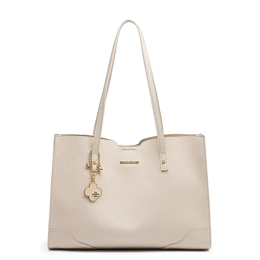 Bolsa Shopping Chaveiro Flor Off White — imagem 1