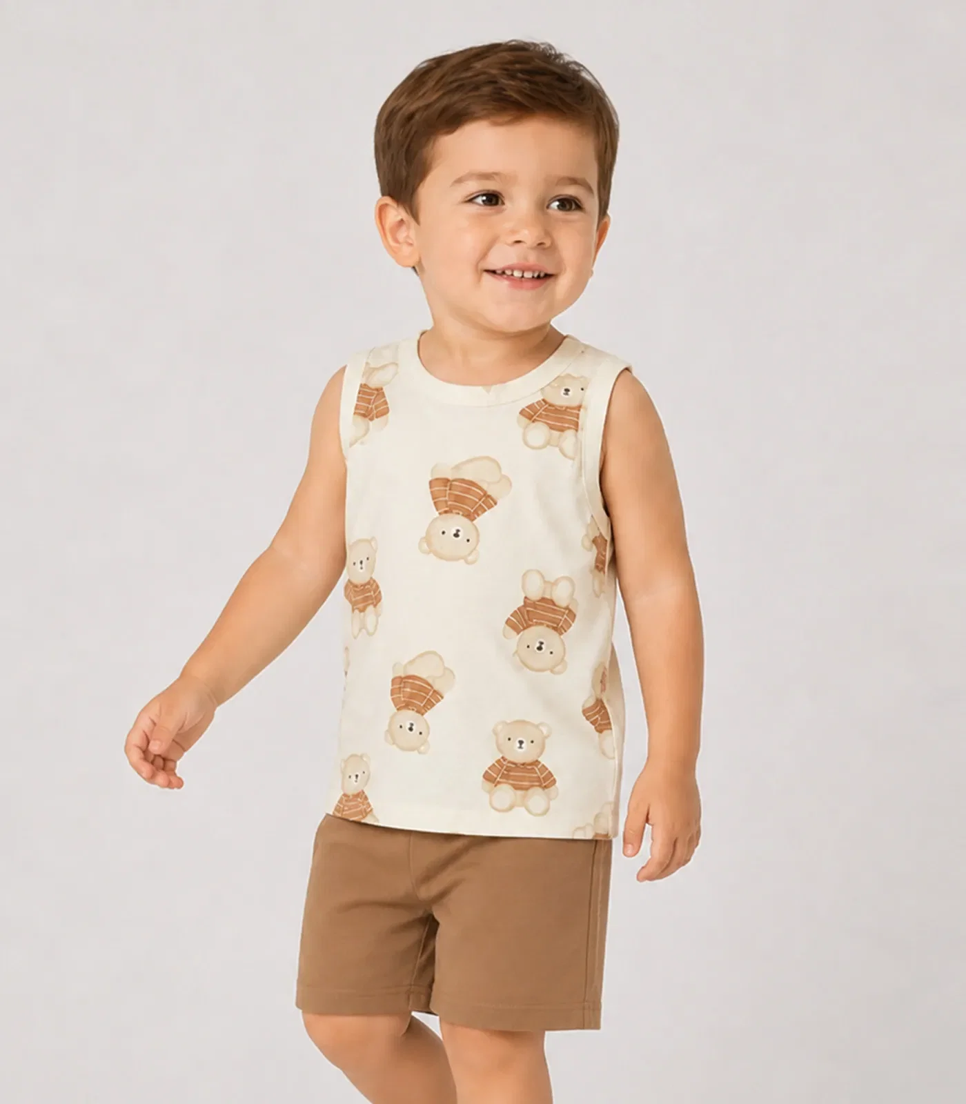 Conjunto Machão E Bermuda Infantil Select Bege