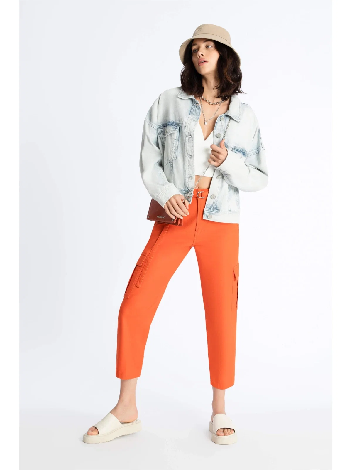 Calça Spandex Cargo Laranja