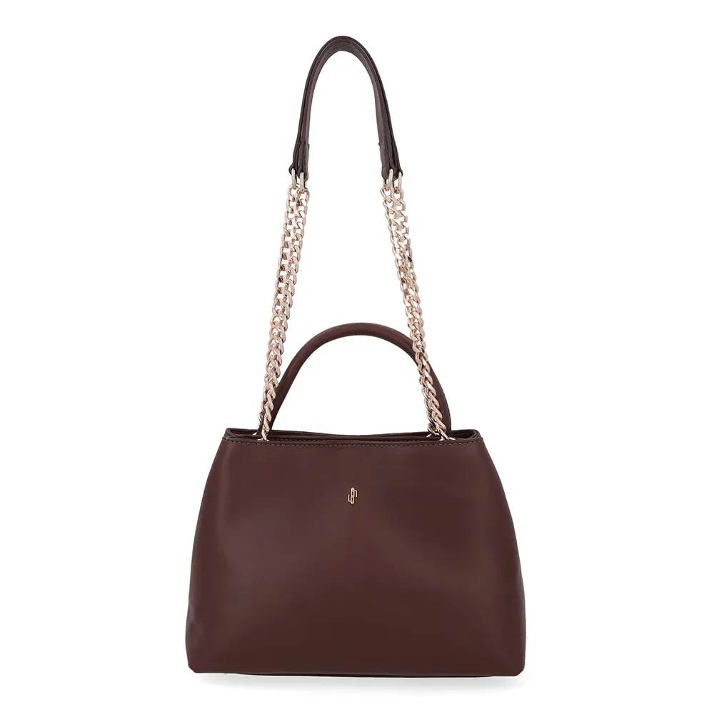 Bolsa Tote Couro Marrom Detalhe Corrente — imagem 1