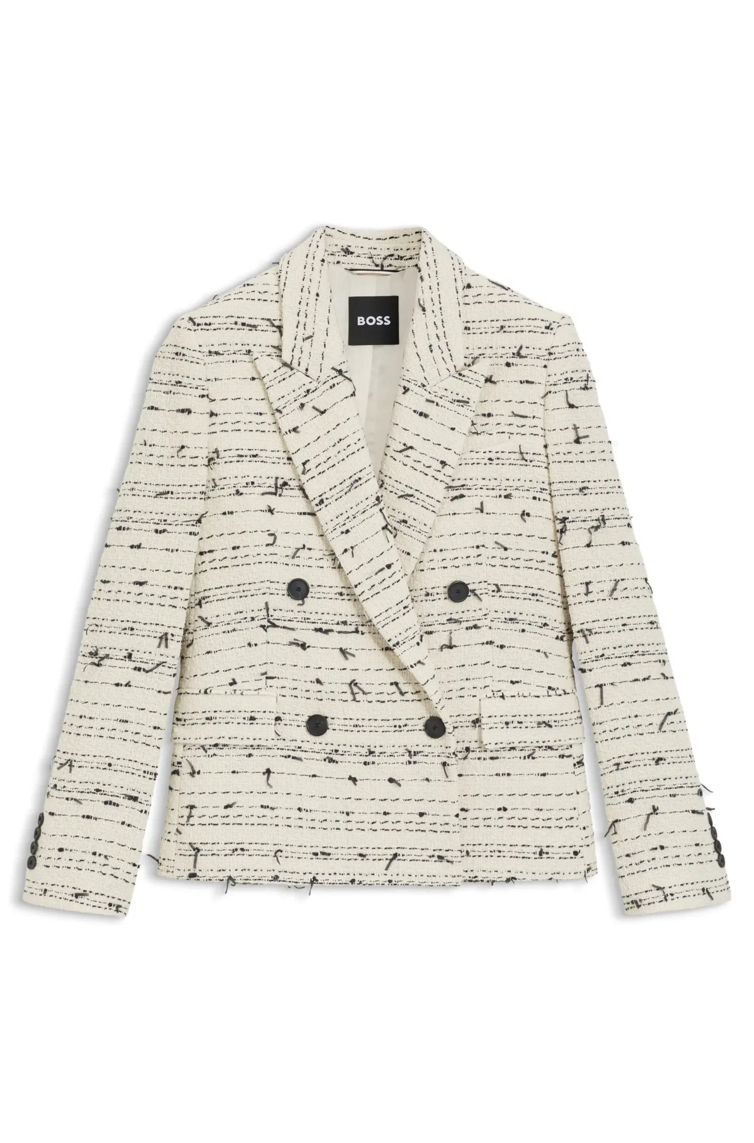 Blazer De Ajuste Regular Em Tweed De Mistura De Algodão