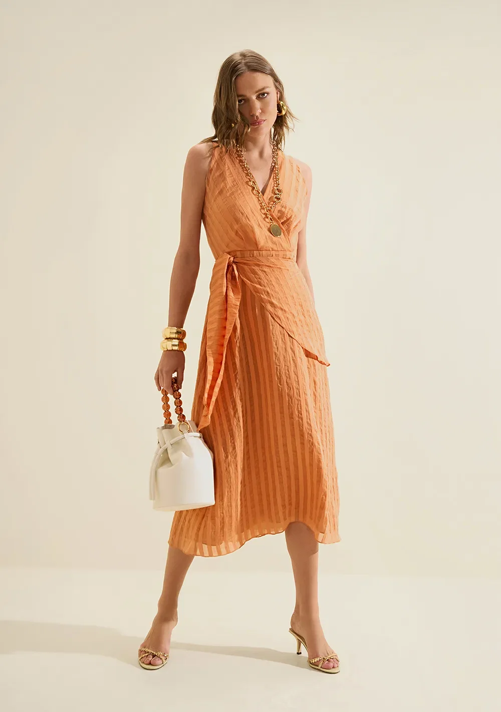 Vestido Midi Lumina Laranja