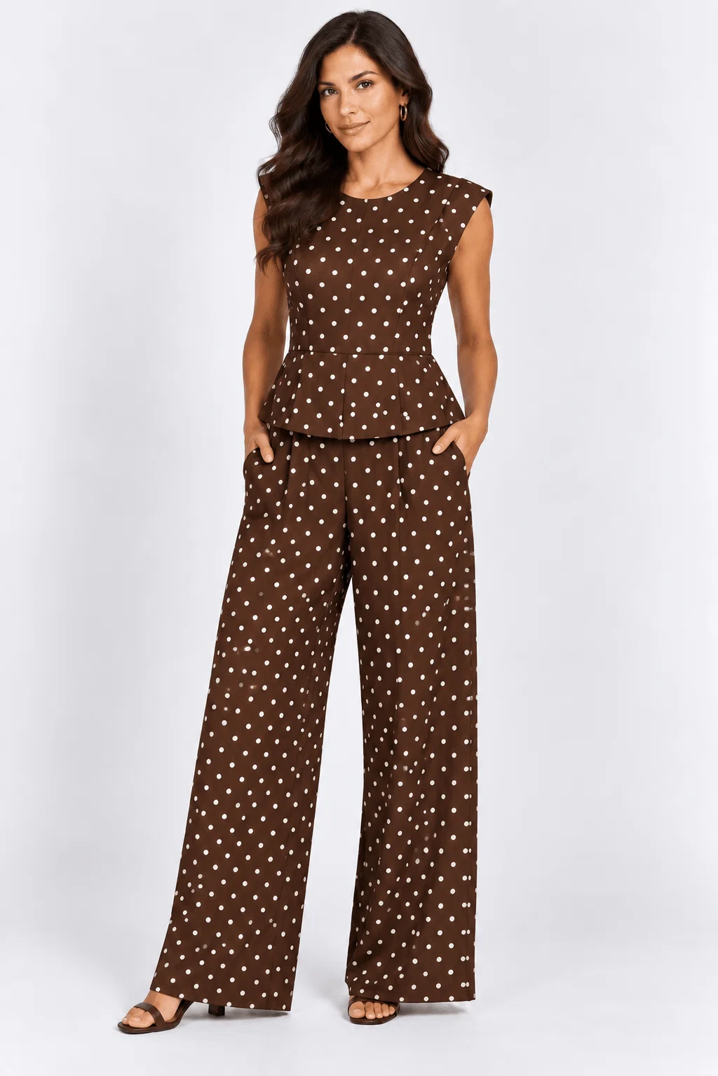 Blusa Poá Peplum - Marrom