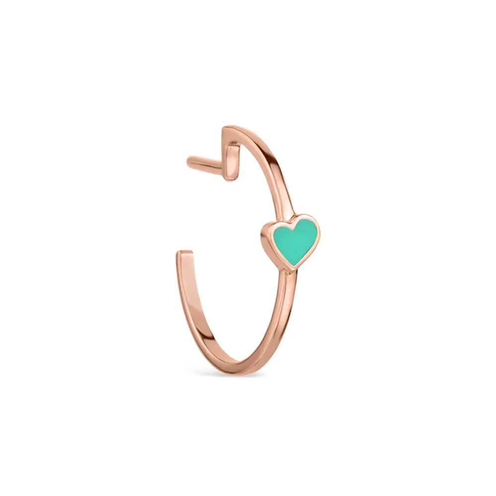 Argola Única Life Coração Esmaltado em Liga Rosé com Banho de Ouro Rosé 18k, 26mm — imagem 1