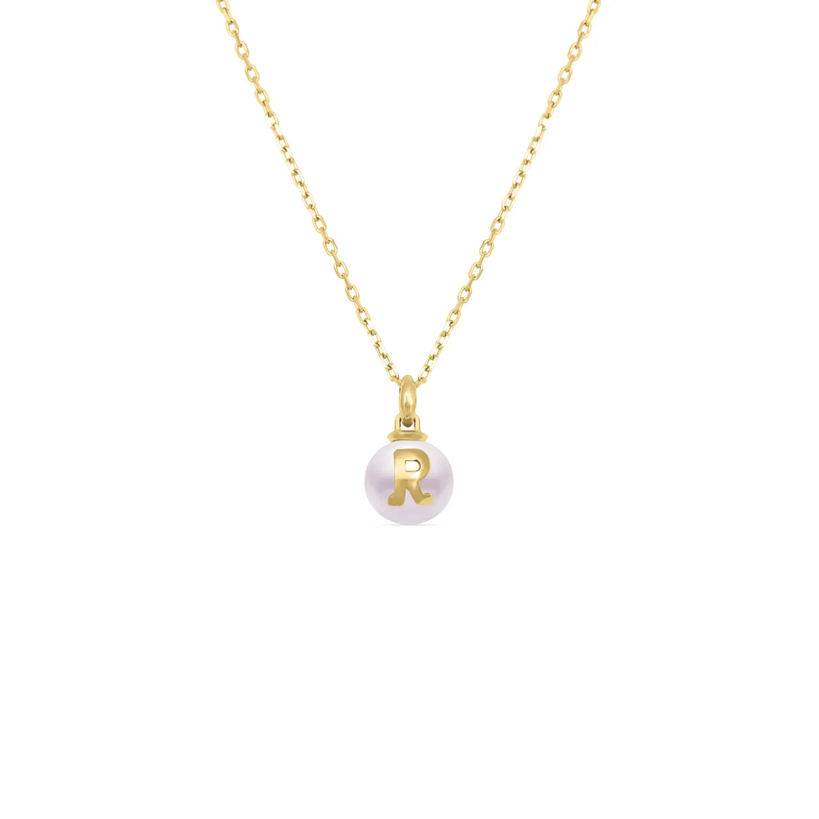 Pingente Letra R em Ouro Amarelo 18k com Pérola — imagem 1