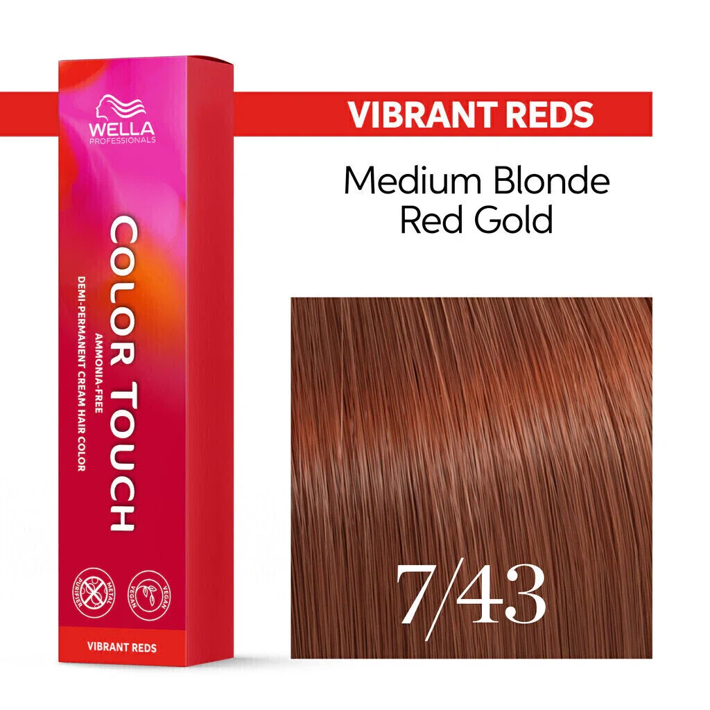 Tonalizante Wella Color Touch 7/43 Louro Médio Vermelho Dourado