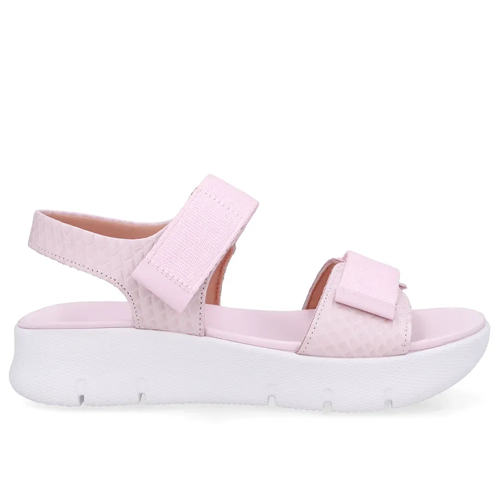 Sandália Salto Plataforma Couro Rosa Duas Tiras — imagem 1