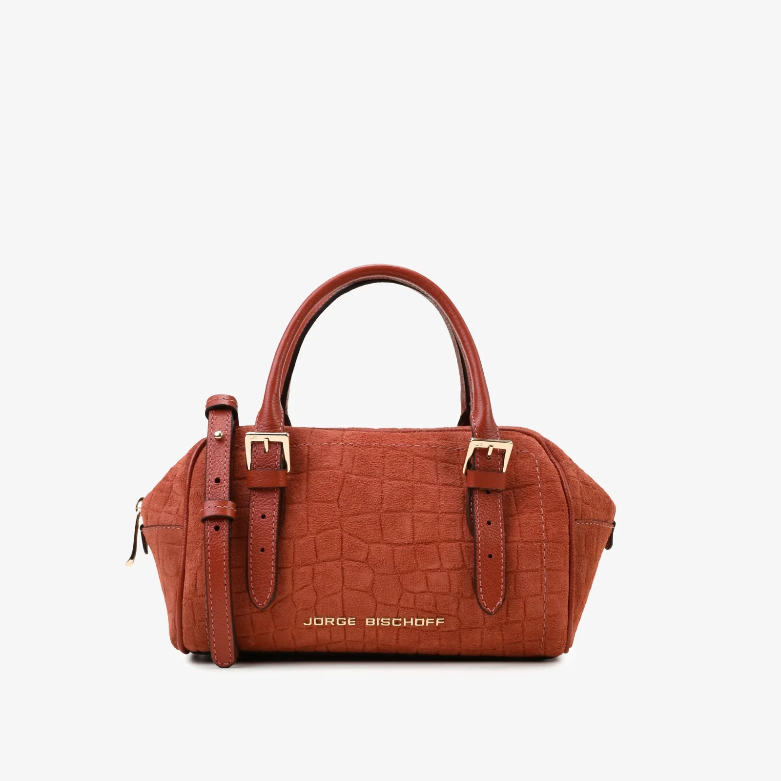 Bolsa Baú Caramelo Argila Camurça Croco — imagem 1