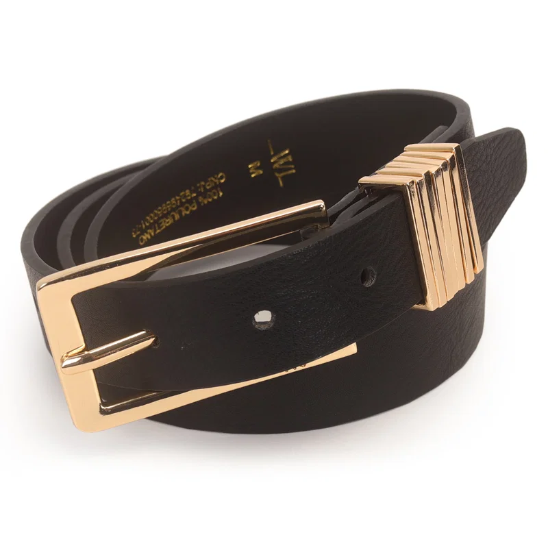 Cinto Feminino Fivela Retangular Com Sete Passantes De Metal 2,5 Cm