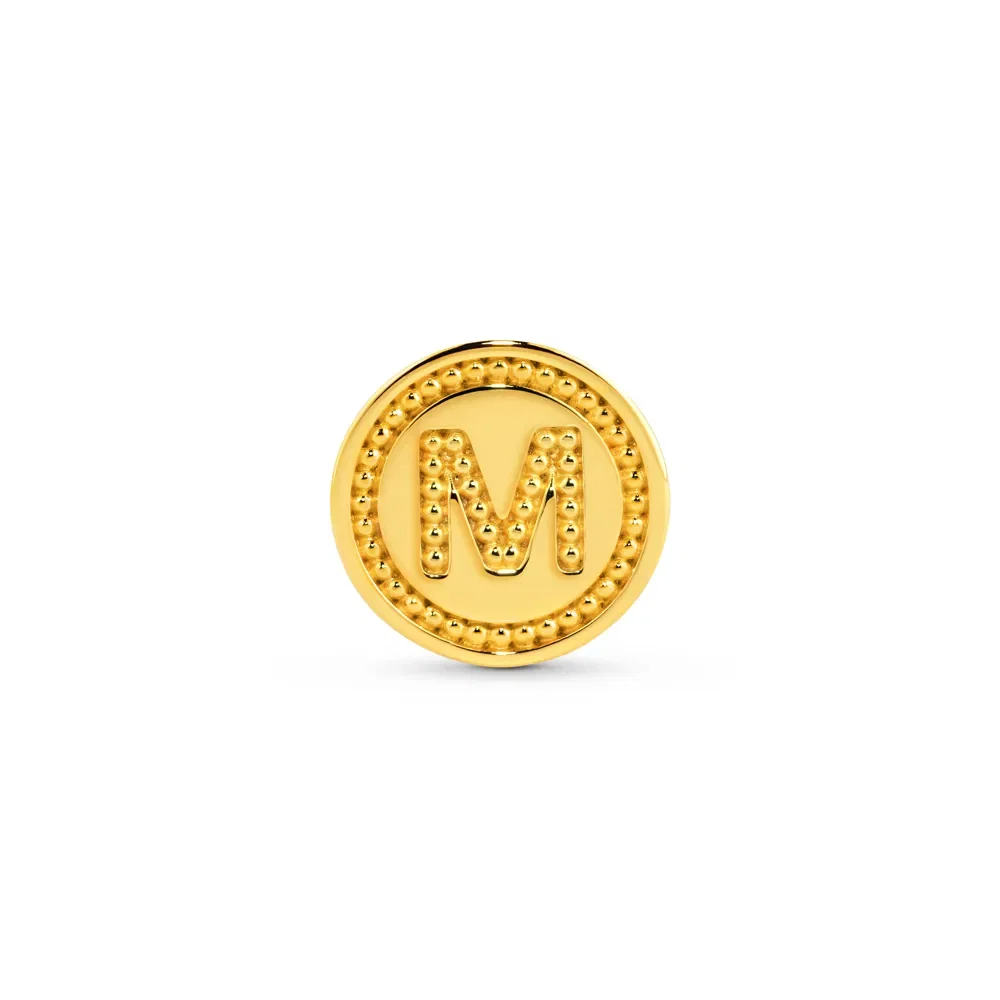 Pingente Life Letra M em Prata 925 com Banho de Ouro Amarelo 18k — imagem 1