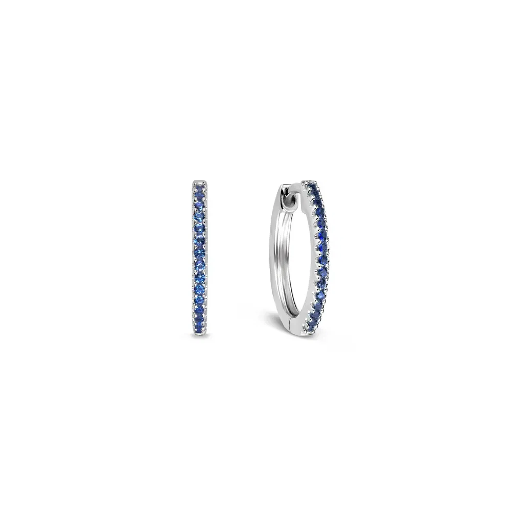 Argola Life Pavê em Prata 925 com Pedras Azuis, 12mm — imagem 1