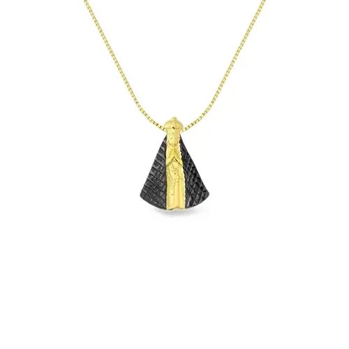 Pingente Medalha N. Sra. Aparecida em Ouro Amarelo 18k , 14.5mm