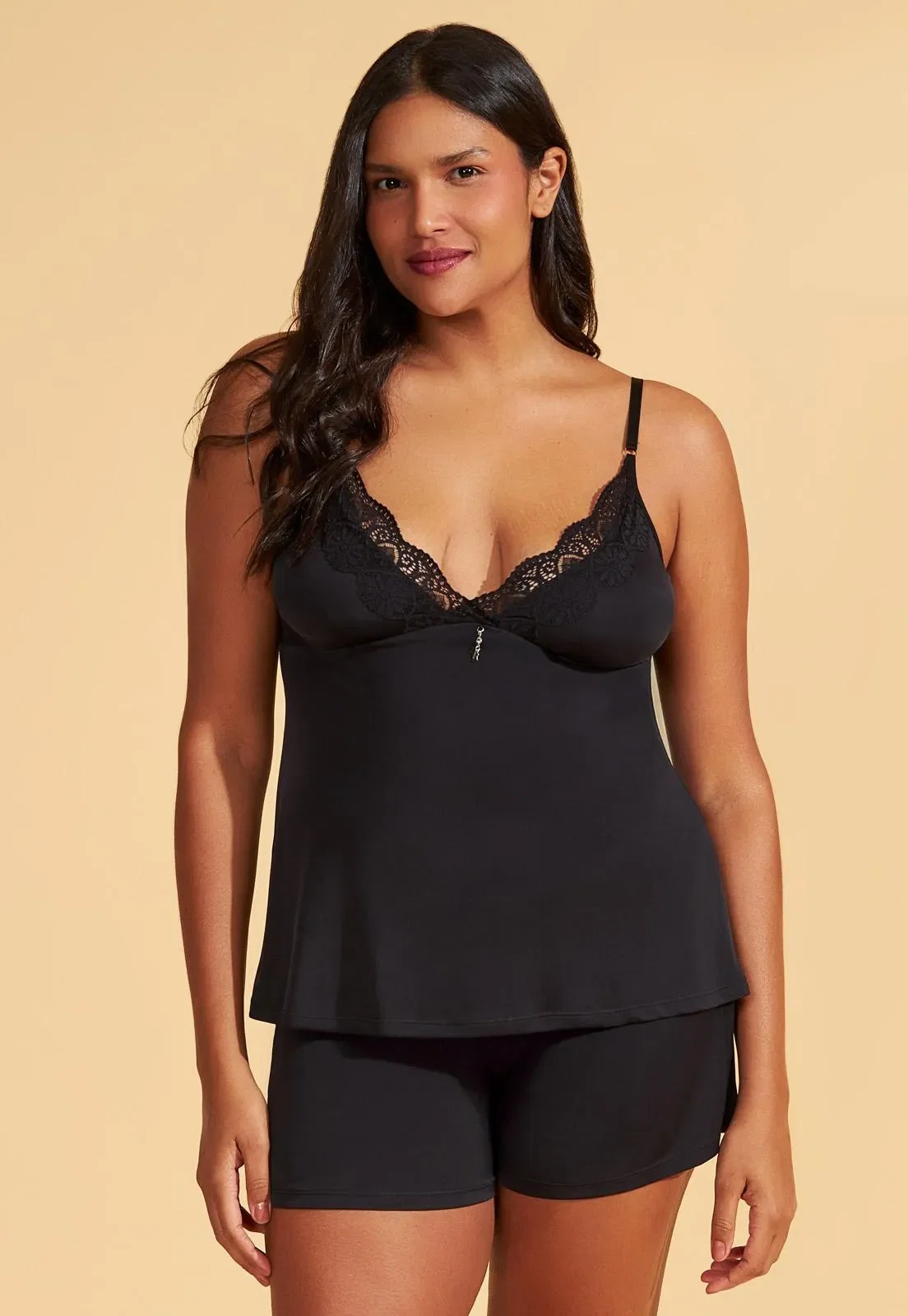 Babydoll De Microfibra Com Renda Recco