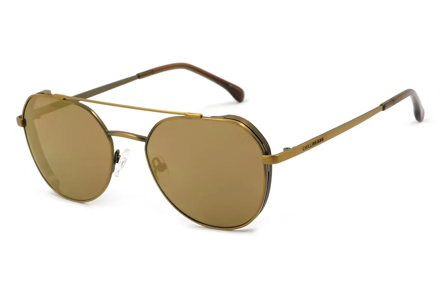 Óculos de Sol Unissex Chilli Beans Redondo Casual Dourado