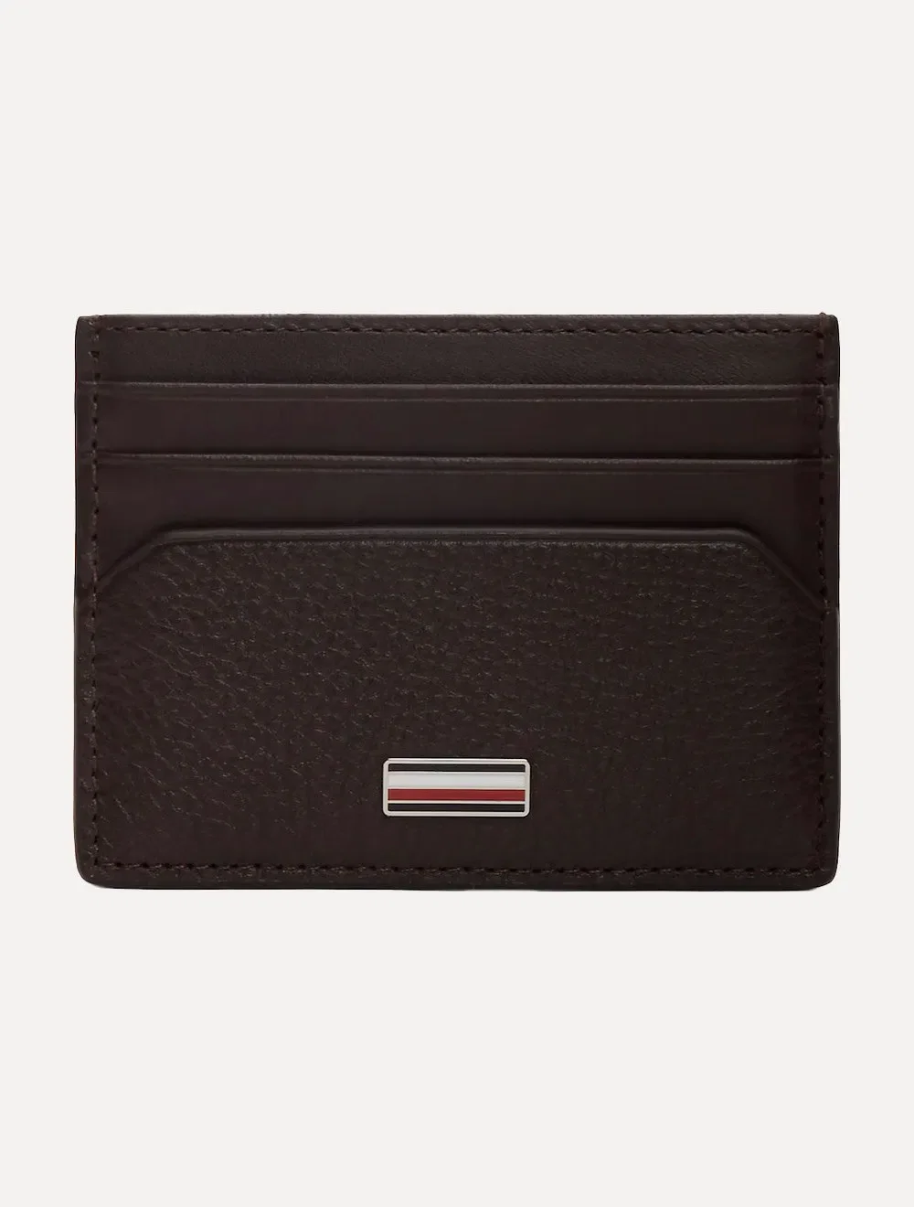Carteira Tommy Hilfiger Masculina Porta Cartão Couro Logo Centarl CC Holder Marrom
