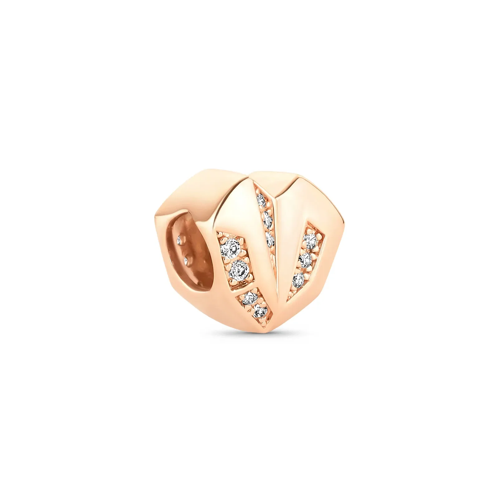 Separador Life Coração em Liga Rosé com Banho de Ouro Rosé 18k e Pedras Incolores — imagem 1