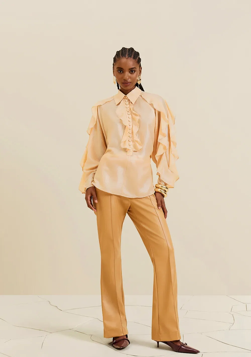 Calça Morena Rosa Boot Cut Média Marrom — imagem 1