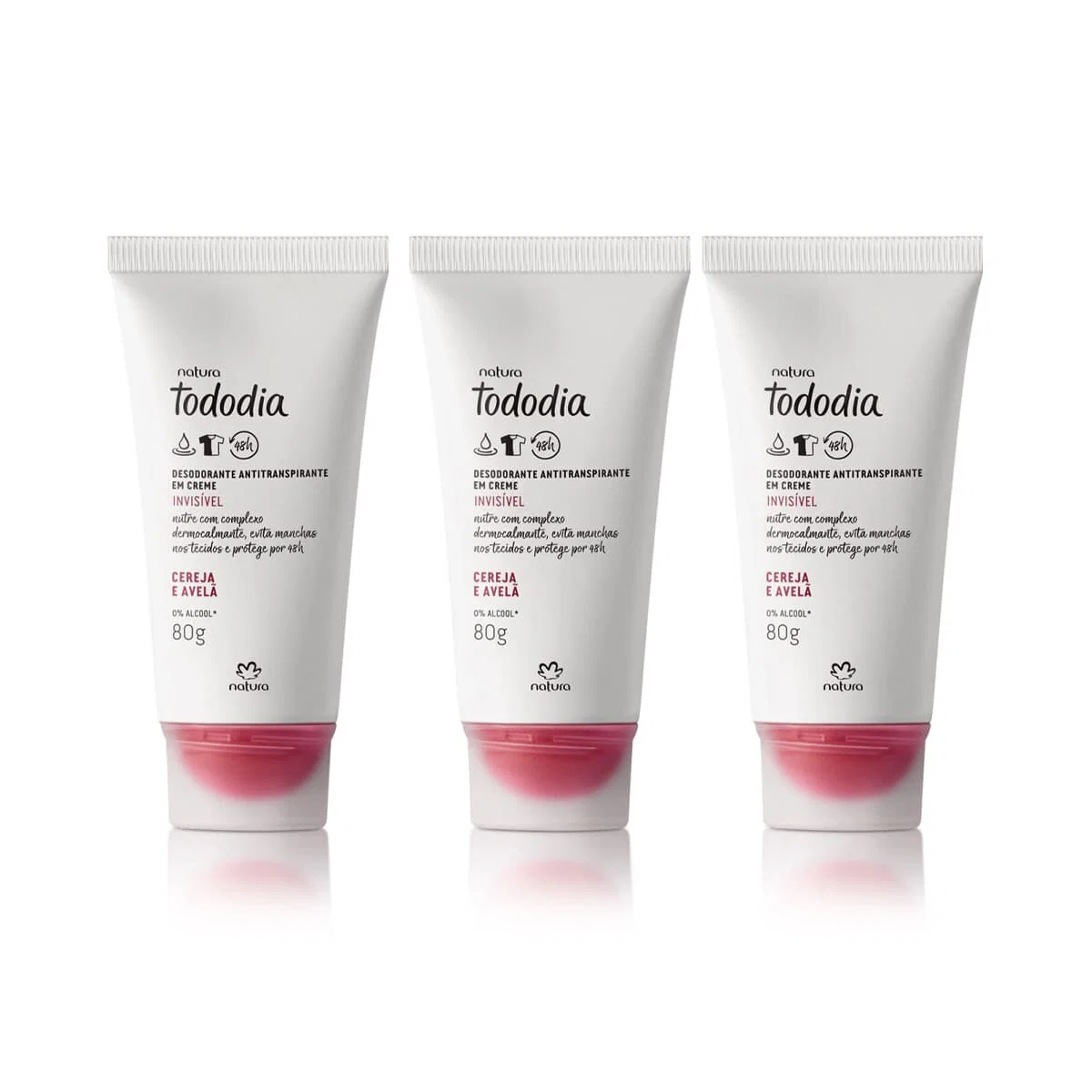 Kit Desodorante Antitranspirante em Creme Tododia Cereja e Avelã (3 unidades)
