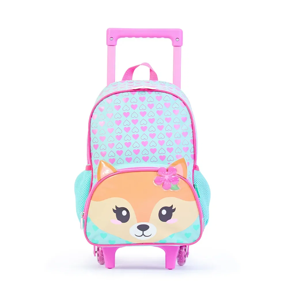 Mochila Infantil Pets Raposa com Rodinha Verde Clara