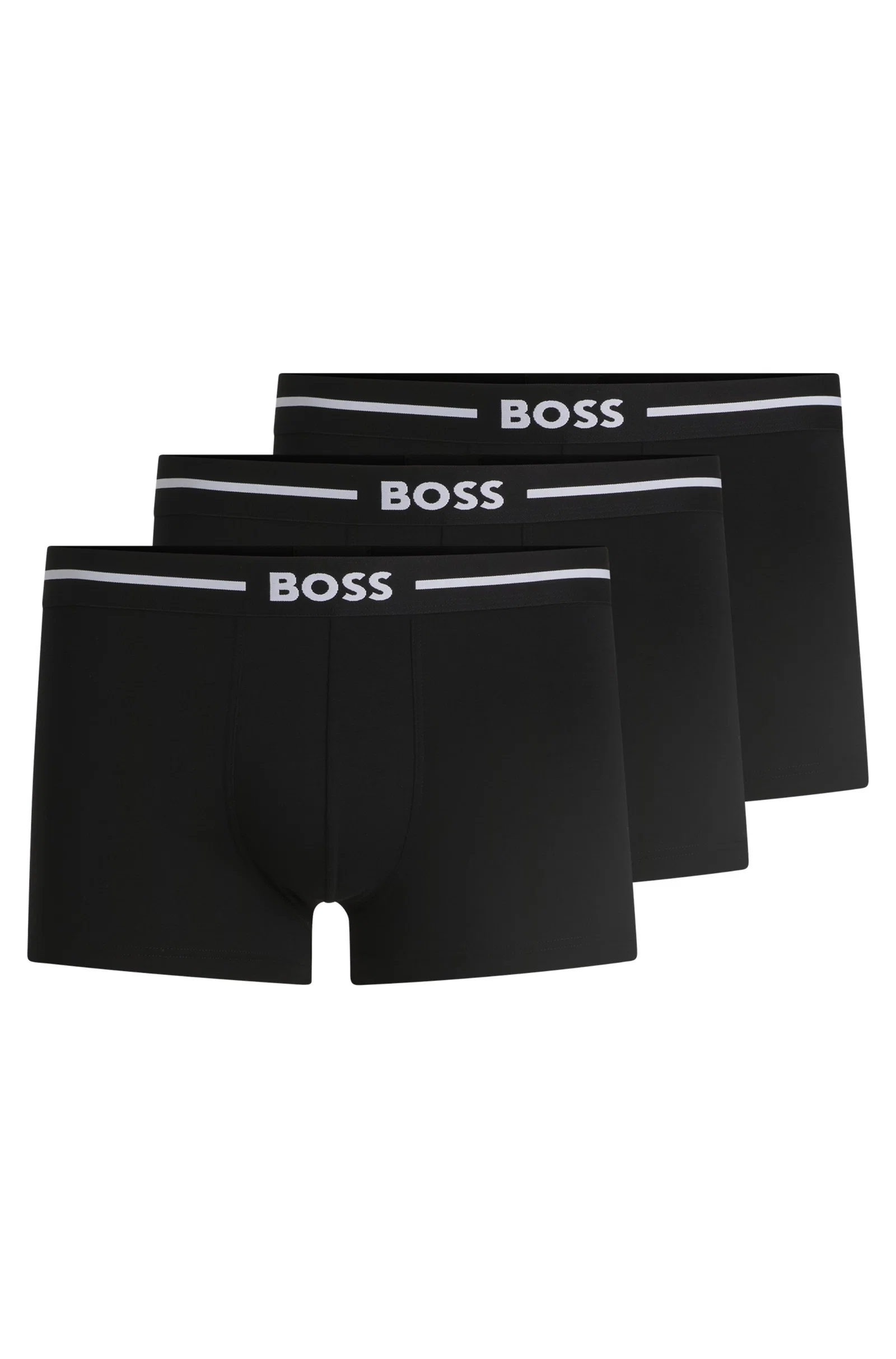 Três Cuecas Boxer De Algodão Elástico Com Logo