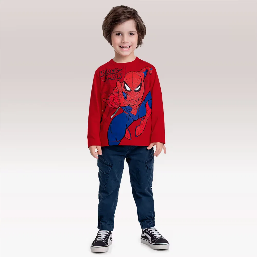 Camiseta manga longa em meia malha Homem-Aranha