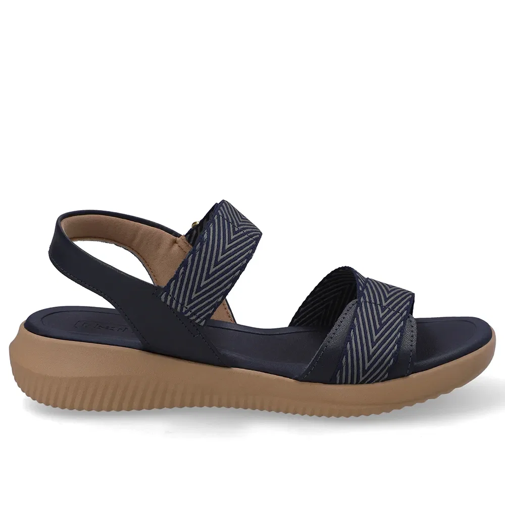 Sandália Salto Baixo Couro Azul Ajuste Fecho-Flex — imagem 1
