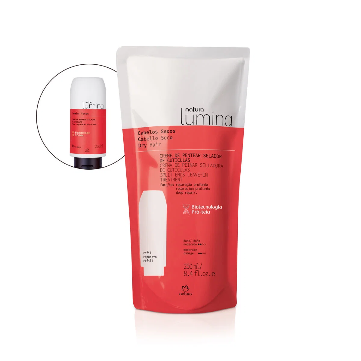 Refil Creme de Pentear Selador de Cutículas Cabelos Secos 250 ml