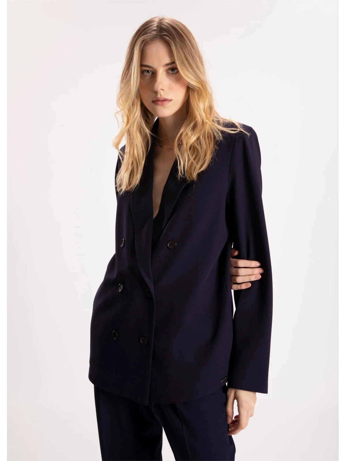 Blazer Crepe Lyon Botões Dark Navy