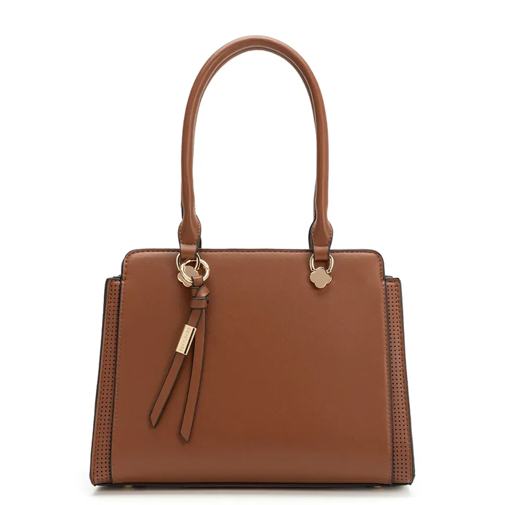 Bolsa Tote Média Flor Caramelo