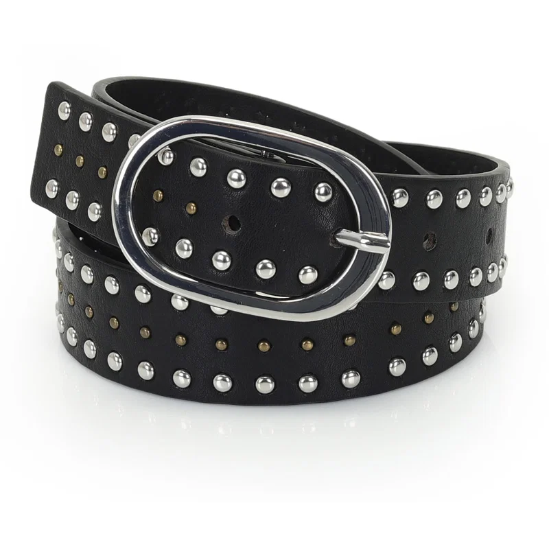 Cinto Feminino Fivela Oval Com Aplicacao De Metais 3CM