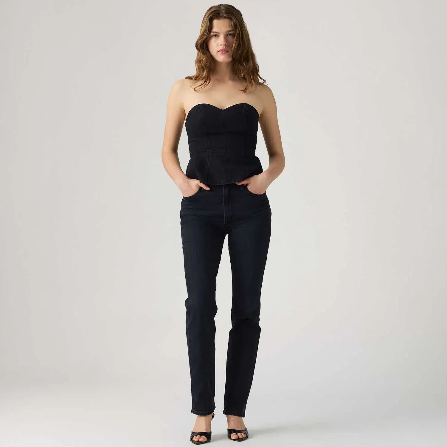 Calça Jeans Levi's® Ribcage Slim Preta