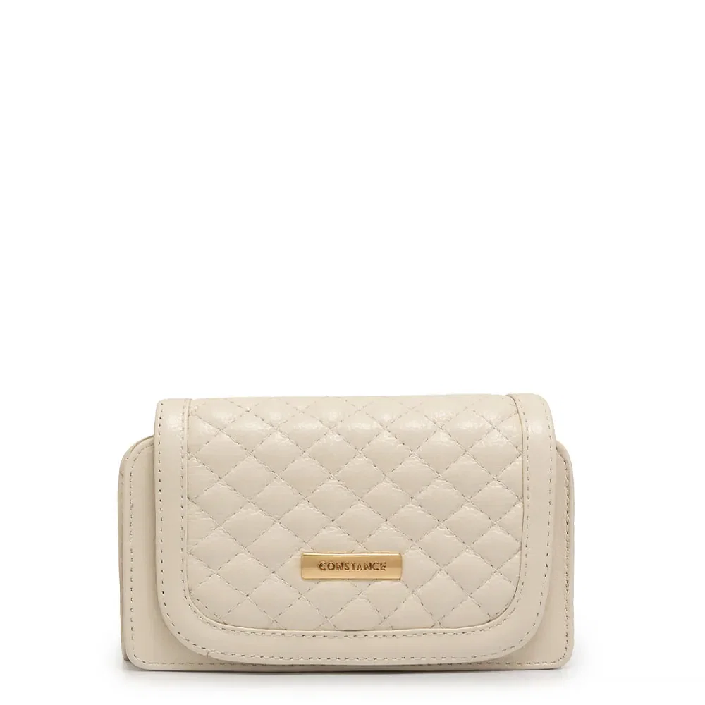 Bolsa Couro Pequena Matelassê Off White