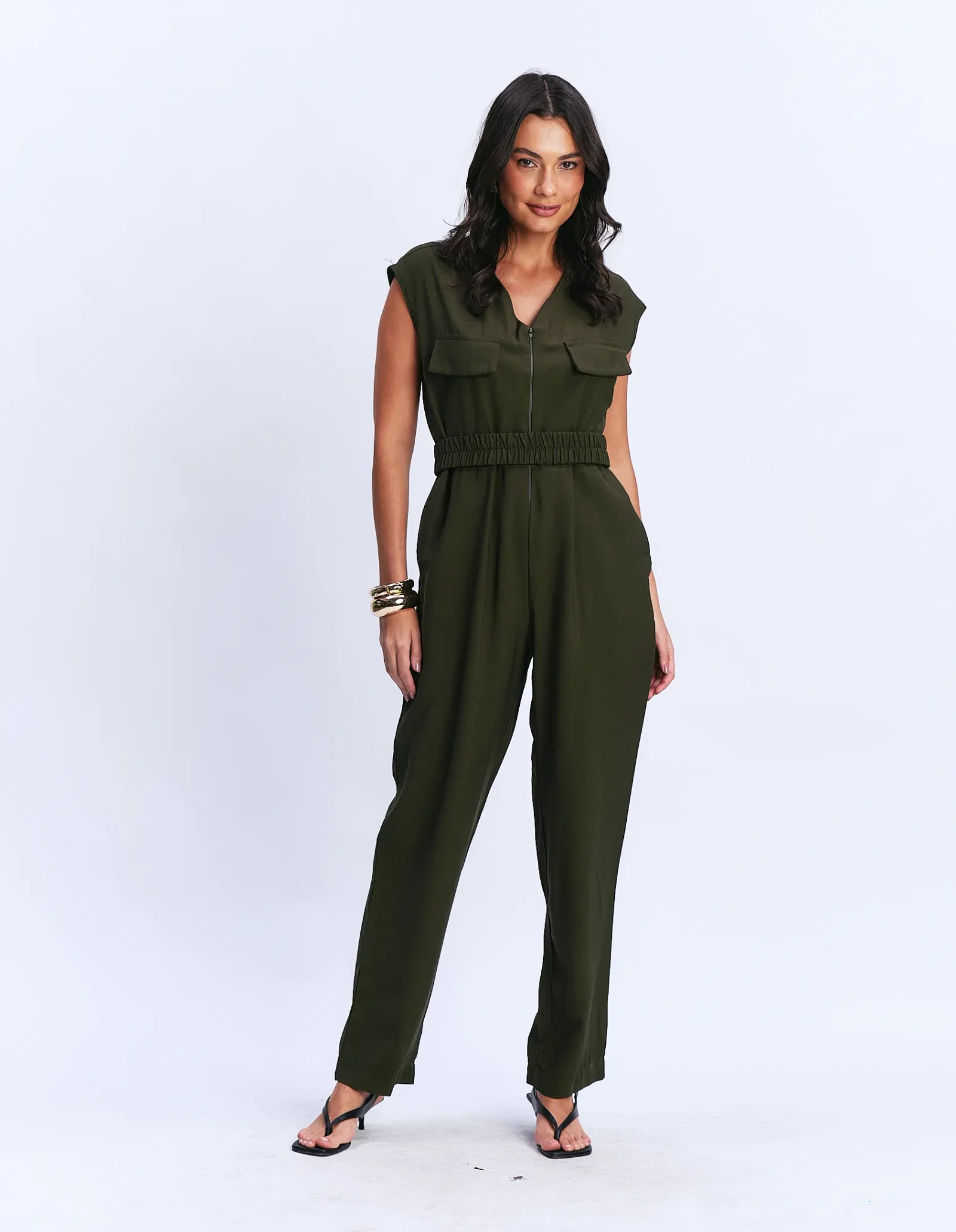 Macacão Utilitário Com Bolsos - Verde
